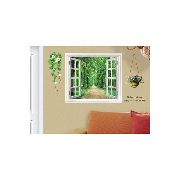 Huge Window 3D Green Vew Flowers